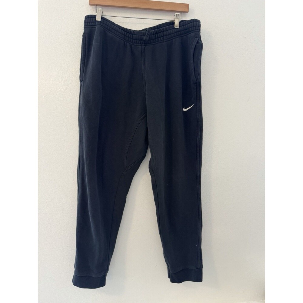 Nike Men’s XXL Fleece Jogger Sweatpants Black Navy Swoosh Cuffed Athletic